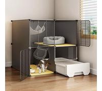 Cat Cages Indoor with Litter Box, Indoor Cat Enclosure, Encrypted Grid, Suitable for Kittens, with Closed Litter Box, Complete accessories(72x37x72cm)