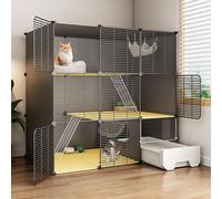 Cat Cages Indoor with Litter Box, Indoor Cat Enclosure, Encrypted Grid, Suitable for Kittens, with Closed Litter Box, Complete accessories(107x37x107cm)
