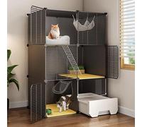 Cat Cages Indoor with Litter Box, Indoor Cat Enclosure, Encrypted Grid, Suitable for Kittens, with Closed Litter Box, Complete accessories(72x37x107cm)