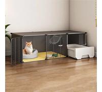 Cat Cages Indoor with Litter Box, Indoor Cat Enclosure, Encrypted Grid, Suitable for Kittens, with Closed Litter Box, Complete accessories(107x37x35cm)