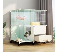Cat Cages Indoor With Litter Box,Kitten Cage Diy Cat Playpen Detachable Small Animal Cage Cat House With Doors,Animals Cages For 1-3 Cats Bunny Chinchilla,72x47x77cm-with wheel