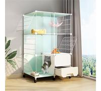 Cat Cages Indoor with Litter Box, Kitten Cage DIY Cat Playpen Detachable Small Animal Cage Cat House with Doors, Animals Cages for 1-3 Cats Bunny Chinchilla (Size : 72x47x77cm-with wheel) (72x47