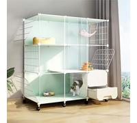 Cat Cages Indoor with Litter Box, Kitten Cage DIY Cat Playpen Detachable Small Animal Cage Cat House with Doors, Animals Cages for 1-3 Cats Bunny Chinchilla,107x47x1112cm-with wheel