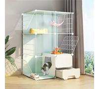 Cat Cages Indoor with Litter Box, Kitten Cage DIY Cat Playpen Detachable Small Animal Cage Cat House with Doors, Animals Cages for 1-3 Cats Bunny Chinchilla (Size : 72x47x77cm-with wheel) (72x47