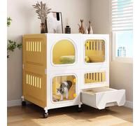 Cat Cages Indoor with Wheels, Cat Enclosure with Litter Box, Easy to Assemble and Clean