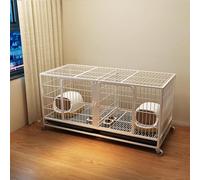 Cat Cages Indoor with Wheels, Thickened Metal Frame, with Litter Box, Hammock, Tray, Removable Partition in the Middle, for 1-2 Cats, Ferret, Chinchilla, Rabbit