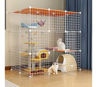 Cat Cages Large Cat Cage Indoor Cat Enclosures, Cat Kennel Ferret Cages Detachable Metal Pet Dog Exercise Fence with Hammock, Easy to Assemble, Black/white, 6 Sizes