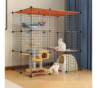Cat Cages, Large Cat Cages, Indoor Cat Enclosures, Cat Bed, Ferret Cages, Detachable Metal Dog Exercise Fence with Hammock, Easy to mon