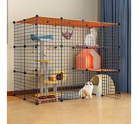 Cat Cages Large Cat Cages Indoor Cat Guards Cat Kennel Ferret Cages Detachable Metal Pet Fence with Hammock Easy to Assemble Black/White 6 Sizes Wisdom
