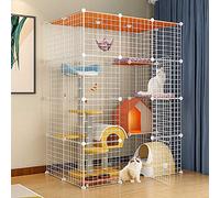 Cat Cages Large Cat Cages Indoor Cat Guards Cat Kennel Ferret Cages Detachable Metal Pet Fence with Hammock Easy to Assemble Black/White 6 Sizes Wisdom