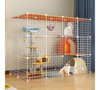 Cat Cages Large Cat Cages Indoor Cat Guards Cat Kennel Ferret Cages Detachable Metal Pet Fence with Hammock Easy to Assemble Black/White 6 Sizes Wisdom