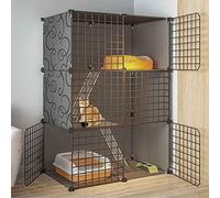 Cat Cages Large Indoor/Outdoor, Metal Small Animal Cage, Multi-layer Super Large Space, Easy to Assemble Cattery, 14 Sizes, White/Black,D-79x39x109cm