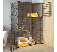 Cat Cages Large Indoor/Outdoor, Metal Small Animal Cage, Multi-layer Super Large Space, Easy to Assemble Cattery, 14 Sizes, White/Black,D-75x49x109cm