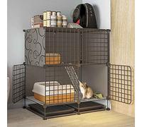 Cat Cages Large Indoor/Outdoor, Metal Small Animal Cage, Multi-layer Super Large Space, Easy to Assemble Cattery, 14 Sizes, White/Black,D-75x39x84cm
