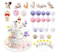 Cat Cake Topper 33 Pcs Kitten Figurine Birthday Party Decorations