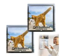 Cat Calendar 2026 - Cat Balls Looks Back Humor Calendar, 8.2In Cute Cats Themed Wall-Calendar, Funny Cats Arts Monthly Calendars, Holidays Birthday Gifts for Cat Lovers (B-Cat Balls, 2PACK)