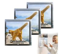 Cat Calendar 2026 - Cat Balls Looks Back Humor Calendar, 8.2In Cute Cats Themed Wall-Calendar, Funny Cats Arts Monthly Calendars, Holidays Birthday Gifts for Cat Lovers (B-Cat Balls, 3PACK)