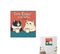Cat Calendar 2026 - Cats Chillin With Coffee Calendar, 8.5In Funny Cat Drinking Coffee Monthly Calendars, Cute Cartoon Cats Themed Wall-Calendar, Holidays Birthday Gifts for Cat Lovers (2026, 1PACK)