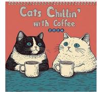 Cat Calendar 2026, Cats Chillin' with Coffee Wall Calendar, Funny Calendar 2026, 12 Monthly 2026 Wall Calendar Funny, New Year Christmas