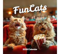 Cat Calendar 2026 - Funny Cat Wall Calendar 2026. Large 12 Month, Month to View with Notes & Checklist Pages, UK Made by Fun Pugs