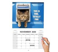 Cat Calendar 2026, Monthly Calendar with Angry Cat Pattern, Jan - Dec 2026, Schedule Management for Wall Office Family Home School Planners Organizers