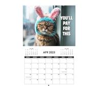 Cat Calendar, Angry Theme, Hangable Monthly Planner with Creative 2025 Design, Funny Wall Schedule for Home, School, Office Organization and Daily Planning
