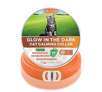 Cat Calming Collar, Luminous Glow Calming Collar for Cats, Pheromone Adjustable Waterproof Natural Anxiety Relief Anti Stress Collar for Small Medium Large Cats with Long Calming Effect 1pc Orange