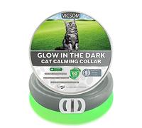 Cat Calming Collar, Luminous Glow Calming Collar for Cats, Pheromone Adjustable Waterproof Natural Anxiety Relief Anti Stress Collar for Small Medium Large Cats with Long Calming Effect 1pc Grey