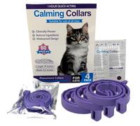 Cat Calming Collar (Pack of 4), Pheromone Infused Behaviour Support - Clinically Proven Anti-Stress & Anxiety Relief for Cats - Waterproof, Adjustable, Long-Lasting Comfort (Purple)
