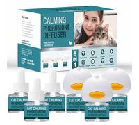 Cat Calming Diffuser 6 in 1 Multicat Calming Pheromones Diffusers Relief Stress Anxiety Fighting Scratching 90 Days Calm Relaxing Pheromone for Cats kit 48ml Refill Fits All Common Diffuser Plug In