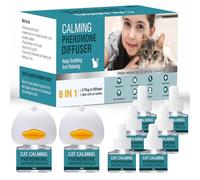 Cat Calming Diffuser 8 in 1 Multicat Pheromone Diffuser Pheromones to Calm Stress and Anxiety Relief Products Plug in Refill Anti Aggression for Cats Spraying No More Stop Cat from Urinating, Blue