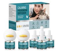 Cat Calming Diffuser 8 in 1 Multicat Pheromone Diffuser Pheromones to Calm Stress and Anxiety Relief Products Plug in Refill Anti Aggression for Cats Spraying No More Stop Cat from Urinating, Blue