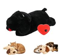 Cat Calming Toy with Realistic Heartbeat, Soft Plush Heartbeat Toy，Black