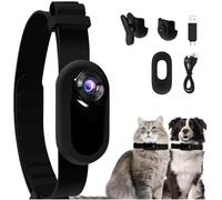 Cat Camera Collar - 120° Wide Angle Pet Dog Collar Camera, HD 1080P Multi Fuctional Pet Cat Tracker for Video Records Outdoor, Dog/Cat Birthday Gift (Black)