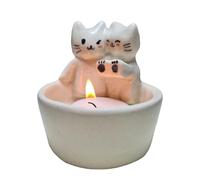 Cat Candle Holder - Cartoon Couple Kitten Candlestick, Warming Paws Cat Holders Ornaments, Handmade Cat Candlestick Holder For Cat Lovers