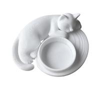 Cat Candle Holder, Ceramic Animal Figurine, Vintage Table Ornament, Sleeping Kitten Design Accent, for Home Mantel Fireplace Farmhouse Bedroom Lounge Patio Shed Gift Display Decoration 10x9.3x3.1cm