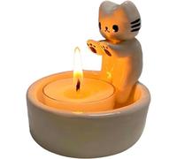 Cat Candle Holder, Cute Kitten Tea Light Candle Holders Cartoon Cat Candle Scented Holders with Warming Cat Paws, Gift Ideas for Cat Lovers Valentines Day Home Decorations (One Cat)