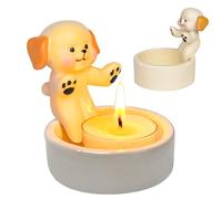 Cat Candle Holder|Dog Tea Light Candle Holders|Warming Paws Dog Tealight Ornaments|Cute Home Decor Cat Gifts for Puppy Lovers (White Dog)
