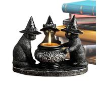 Cat Candle Holder - Ghost Desk Ornament, Halloween Candlestick | Festive Home Decoration Solution, Scary White Animal Figurine, Gift for Friends, Sal Fireplace Decor