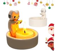 Cat Candle Holders, Warming Paws Cat Tealight Holders Ornaments, Cute Cat Gifts for Cat Lovers, Tealight Holder for Easter Decorations (without candle)