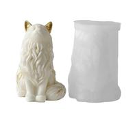 Cat Candle Mould - Grey, Decorative Craft Concrete Sitting Cat, Epoxy Resin Casting Mould, Silicone Flexible, Reusable Non-Stick, 4x3p