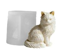 Cat Candle Mould - Grey, Decorative Craft Concrete Sitting Cat, Epoxy Resin Casting Mould, Silicone Flexible, Reusable Non-Stick, 4x3p