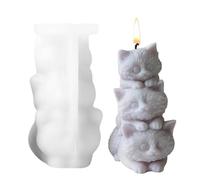 Cat Candle Silicone Mold - Reusable Three Cats Stacking Ornament Silicone Mold,Easily Unmold Animal Casting Mold for Beginners for Chocolate, Fondant, Desserts