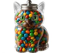 Cat Candy Jar, Cute Kitten Airtight Food Storage Containers, Clear Pet Sweet Jars with Lid, Snack Cookie Jar Candy Buffet Display, for Pet Lovers