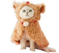 Cat Cape - Christmas Elk Cloak For Cat - Plush Brown Deer Cat Clothes, MuUltifunctional Christmas Puppy Reindeer Costume For Family Gatherings, Photo Props And Daily Wear