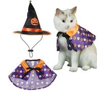 Cat Cape Costume, Funny Wizard Cat Clothes, Cute Puppy Dress up Accessories, Dog Witch Halloween Costume Suit for Pets Birthday Party