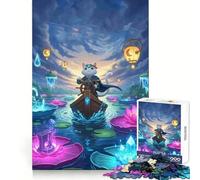 Cat Captain Lily Pad Lake Jigsaw Puzzles for Teenagers 1000 Piece Logical Think Stress Relief Fun Seamless Lock Fine Xmas Gift (38x52cm)