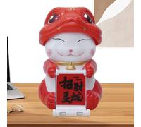 Cat Car Figurines, Solar Powered Fortune Statue, ABS Ornaments, Automatic Waving Cat For Good Luck, Home Office Dashboard Decoration, Cute Positive Energy Gift, 10.5x6x7.5cm
