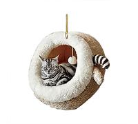 Cat Car Hanging Ornament Deco Rear View Funny Plane Deco Crystal Gemstones Clear (B, One Size)