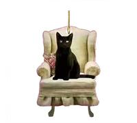 Cat Car Hanging Ornament Deco Rear View Funny Plane Deco Crystal Gemstones Clear (C, One Size)